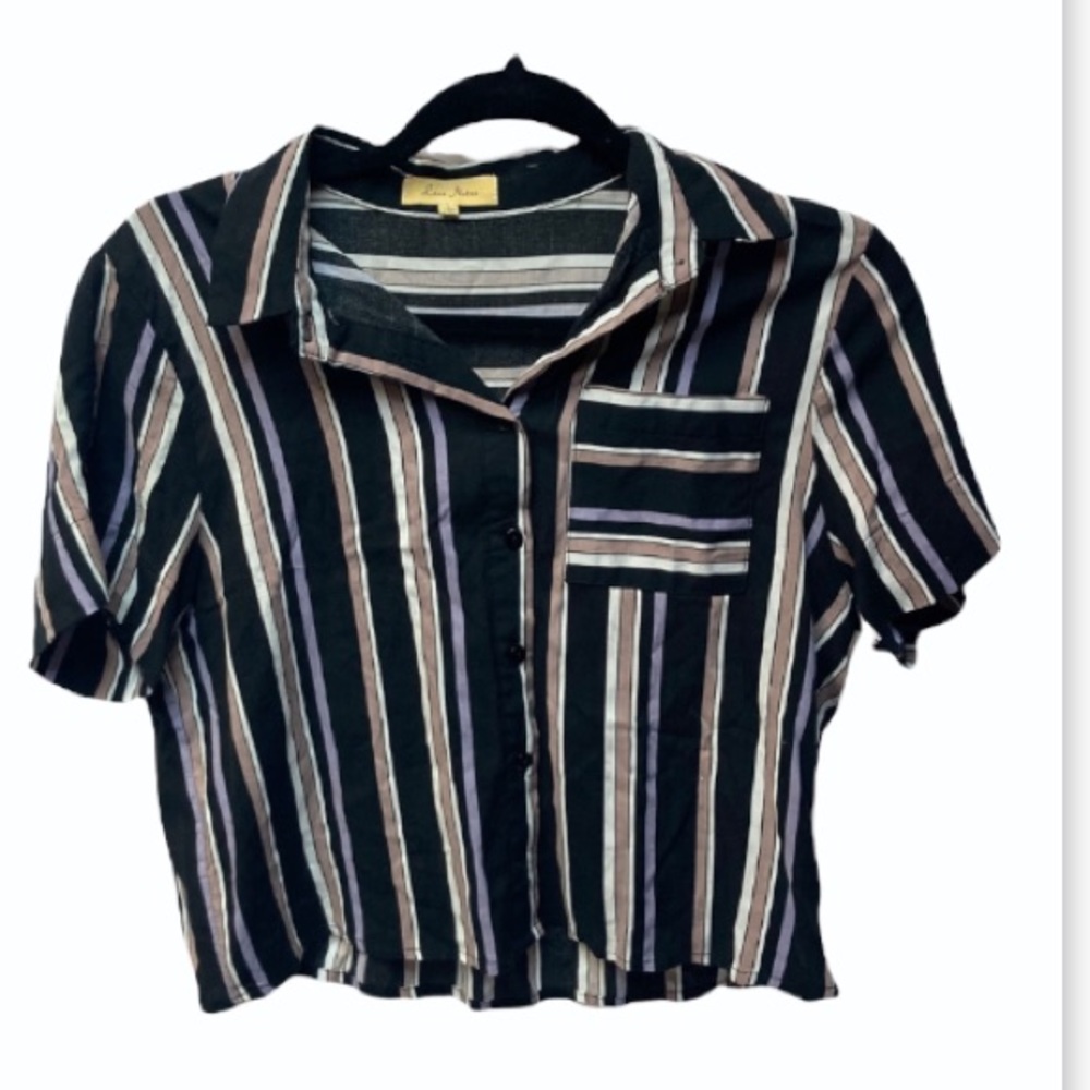 Cropped Striped Button Down